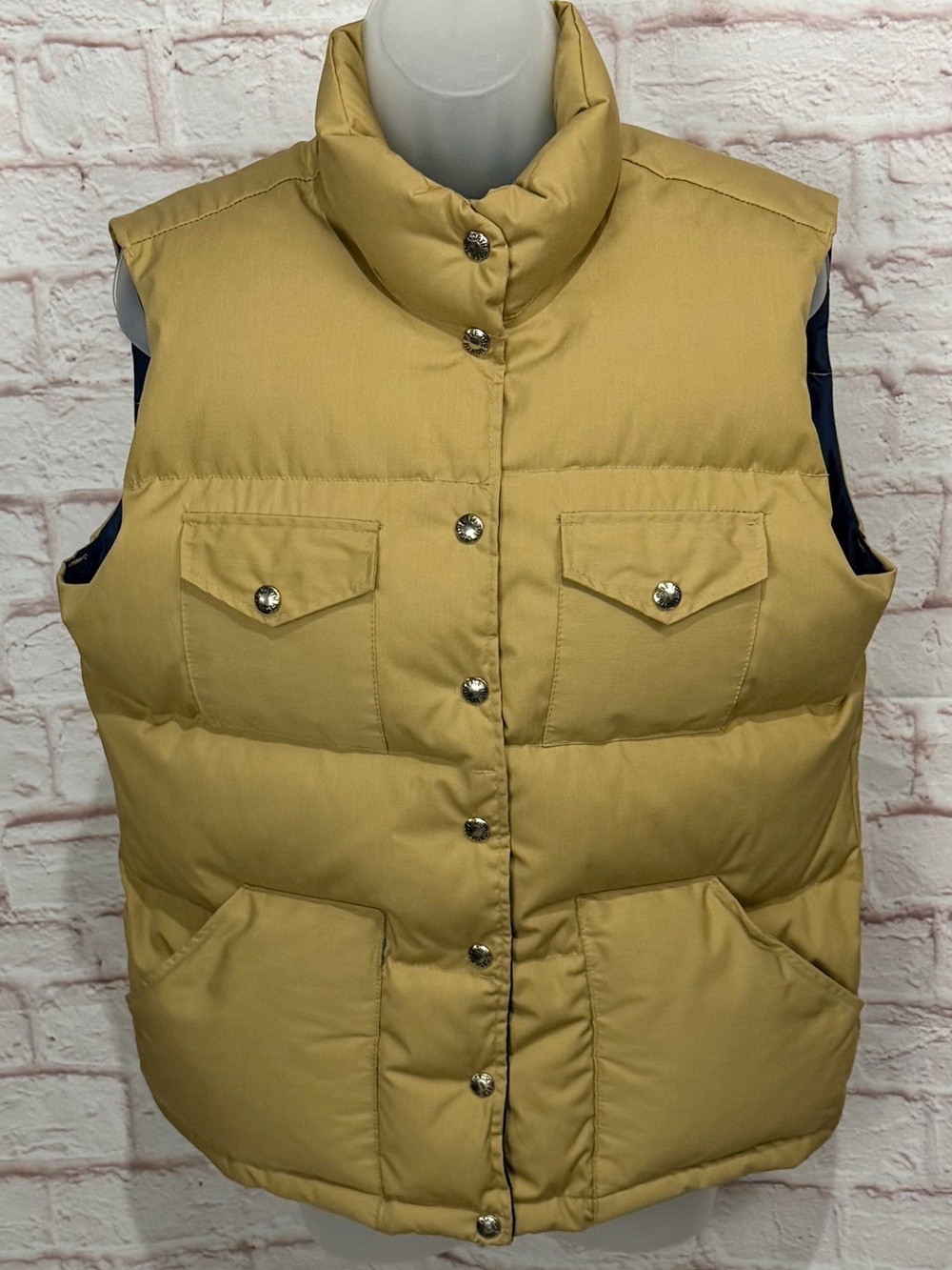 VINTAGE The North Face Down Puffer Vest Women’s Large Tan Brown Label Made USA